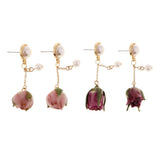 Maxbell 4Pcs Resin Flower Charms Pendants Dangle Drop Earrings Ear Studs Women