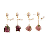 Maxbell 4Pcs Resin Flower Charms Pendants Dangle Drop Earrings Ear Studs Women
