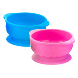 Maxbell 2pcs Solid Color Food-Grade Silicone Baby Bowls with Suction Cup Base 280ml