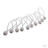 Maxbell 200 Piece 16cm Heavy Duty Ball Bungee Cord Tie down Cord Canopy Straps white