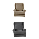 Maxbell 2 Set Stretch Wing Chair Cover Wingback Sofa Slipcover Sand Deep Grey