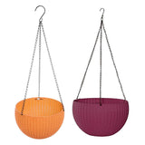 Maxbell 2pcs Plastic Flower Pot Hanging Basket Garden Planter Balcony Decoration