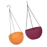 Maxbell 2pcs Plastic Flower Pot Hanging Basket Garden Planter Balcony Decoration