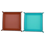 Maxbell 2pcs Leather Quadrangle Board Game Dice Storage Collapsible Desktop Storage