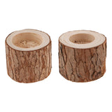 Maxbell 2pcs Tree Stump Candle Holder Wooden Tea Light Candlestick Decor 5cm & 6cm