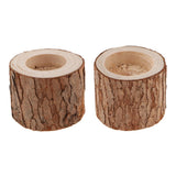 Maxbell 2pcs Tree Stump Candle Holder Wooden Tea Light Candlestick Decor 5cm & 6cm