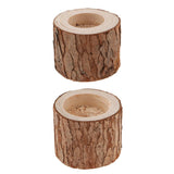 Maxbell 2pcs Tree Stump Candle Holder Wooden Tea Light Candlestick Decor 5cm & 6cm