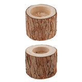 Maxbell 2pcs Tree Stump Candle Holder Wooden Tea Light Candlestick Decor 5cm & 6cm