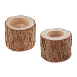 Maxbell 2pcs Tree Stump Candle Holder Wooden Tea Light Candlestick Decor 5cm & 6cm