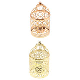 Maxbell 2pcs Electroplated Metal Birdcage Shape Tea Light Candle Holder Home Decor