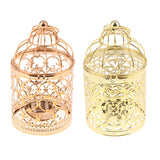 Maxbell 2pcs Electroplated Metal Birdcage Shape Tea Light Candle Holder Home Decor