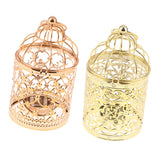 Maxbell 2pcs Electroplated Metal Birdcage Shape Tea Light Candle Holder Home Decor