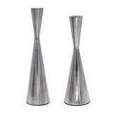 Maxbell 2pcs Pillar Dinner Candle Holder Candleholder Stand for Wedding Decor Silver