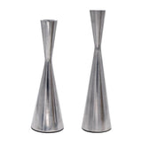 Maxbell 2pcs Pillar Dinner Candle Holder Candleholder Stand for Wedding Decor Silver