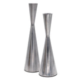 Maxbell 2pcs Pillar Dinner Candle Holder Candleholder Stand for Wedding Decor Silver