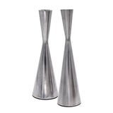 Maxbell 2pcs Pillar Dinner Candle Holder Candleholder Stand for Wedding Decor Silver