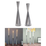 Maxbell 2pcs Pillar Dinner Candle Holder Candleholder Stand for Wedding Decor Silver