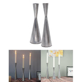 Maxbell 2pcs Pillar Dinner Candle Holder Candleholder Stand for Wedding Decor Silver