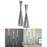 Maxbell 2pcs Pillar Dinner Candle Holder Candleholder Stand for Wedding Decor Silver