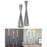 Maxbell 2pcs Pillar Dinner Candle Holder Candleholder Stand for Wedding Decor Silver