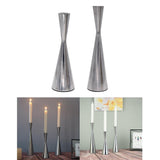 Maxbell 2pcs Pillar Dinner Candle Holder Candleholder Stand for Wedding Decor Silver