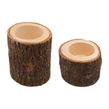 Maxbell 2pcs Tree Stump Wooden Candle Holder Tea Light Holder for Wedding Decor