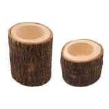 Maxbell 2pcs Tree Stump Wooden Candle Holder Tea Light Holder for Wedding Decor