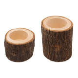 Maxbell 2pcs Tree Stump Wooden Candle Holder Tea Light Holder for Wedding Decor