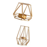 Maxbell 2pcs 3D Geometric Candle Holder Iron Frame Tealight Candle Candlestick Gold