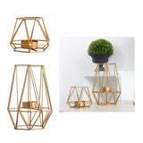 Maxbell 2pcs 3D Geometric Candle Holder Iron Frame Tealight Candle Candlestick Gold
