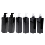 Maxbell 6Pcs Empty Plastic Shampoo Bottles with Lotion Pumps 500ML Refillable Black