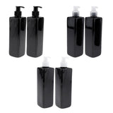 Maxbell 6Pcs Empty Plastic Shampoo Bottles with Lotion Pumps 500ML Refillable Black