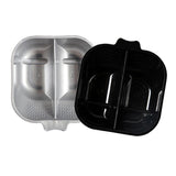 Maxbell 2pcs 2 Spaces Hair Dye Mixing Bowl DIY Coloring Cream Tray Black/Silver
