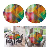 Maxbell 2pcs Table Cover Decoration Elastic Edged Tablecloth 47inch Geometric Color