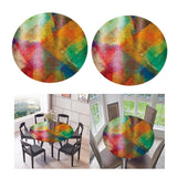 Maxbell 2pcs Table Cover Decoration Elastic Edged Tablecloth 47inch Geometric Color
