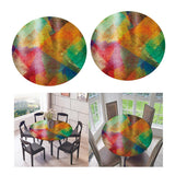 Maxbell 2pcs Table Cover Decoration Elastic Edged Tablecloth 47inch Geometric Color