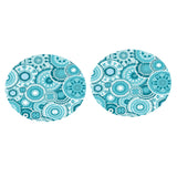 Maxbell 2pcs Table Cover Decoration Elastic Edged Tablecloth Dia1.2m Round Blue