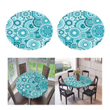 Maxbell 2pcs Table Cover Decoration Elastic Edged Tablecloth Dia1.2m Round Blue