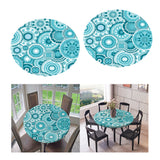 Maxbell 2pcs Table Cover Decoration Elastic Edged Tablecloth Dia1.2m Round Blue