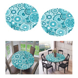 Maxbell 2pcs Table Cover Decoration Elastic Edged Tablecloth Dia1.2m Round Blue