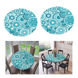 Maxbell 2pcs Table Cover Decoration Elastic Edged Tablecloth Dia1.2m Round Blue