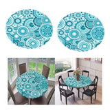 Maxbell 2pcs Table Cover Decoration Elastic Edged Tablecloth Dia1.2m Round Blue