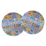 Maxbell Waterproof Table Cover Kitchen Elastic Edged Tablecloth 47" Round Pack of 2