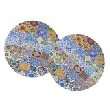 Maxbell Waterproof Table Cover Kitchen Elastic Edged Tablecloth 47" Round Pack of 2