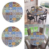 Maxbell Waterproof Table Cover Kitchen Elastic Edged Tablecloth 47" Round Pack of 2