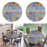 Maxbell Waterproof Table Cover Kitchen Elastic Edged Tablecloth 47" Round Pack of 2