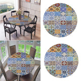 Maxbell Waterproof Table Cover Kitchen Elastic Edged Tablecloth 47" Round Pack of 2