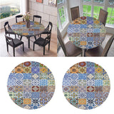 Maxbell Waterproof Table Cover Kitchen Elastic Edged Tablecloth 47" Round Pack of 2
