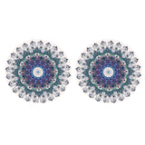 Maxbell Set of 2 Table Cover Outdoor Elastic Edged Tablecloth 47" Round Peacock Tail