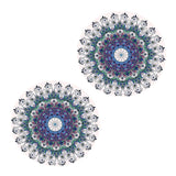 Maxbell Set of 2 Table Cover Outdoor Elastic Edged Tablecloth 47" Round Peacock Tail